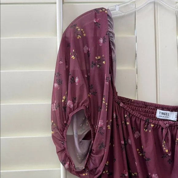 Tinsel Maroon Floral Maxi Dress - Picture 2 of 5